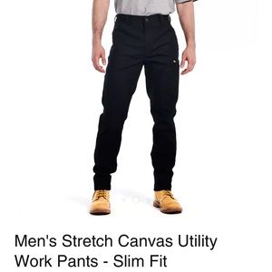Men's Black Stretch Canvas Utility Work Pants - Slim Fit